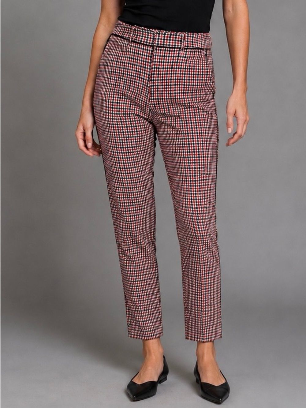 Banana Republic Red and Black Houndstooth Ankle Pants Size 0